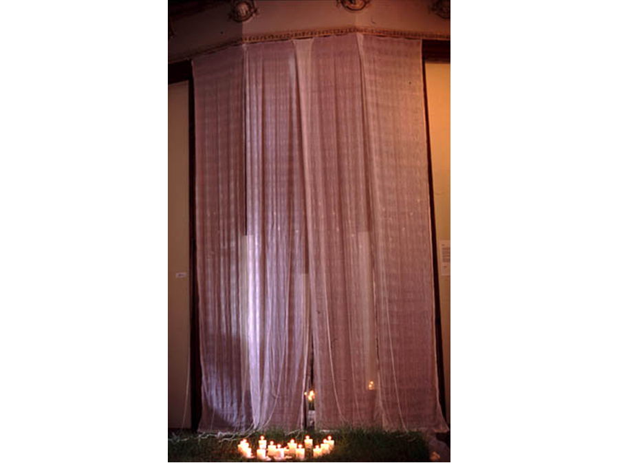 'Encounter' 2001<br><br>Castelinho do Flamengo, Rio de Janeiro, Site specific installation, turf, cotton muslin, candles