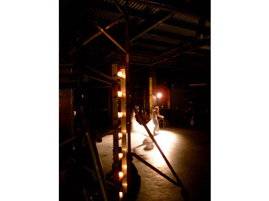 'Poet's Soul 3' - 2006<br><br>Ocean Terminal, Edinburgh, Site specific installation, rice paper (hanji), candle, wood block