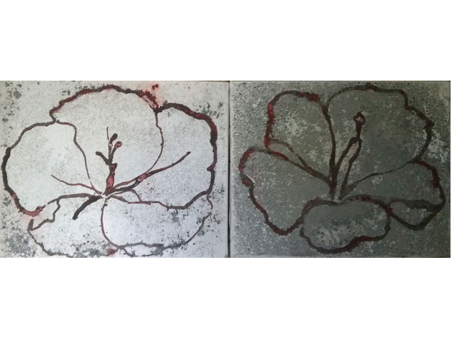 'Twin but Twin 2' - 2015 - Oil & Ash on canvas - 24cms x 60cms